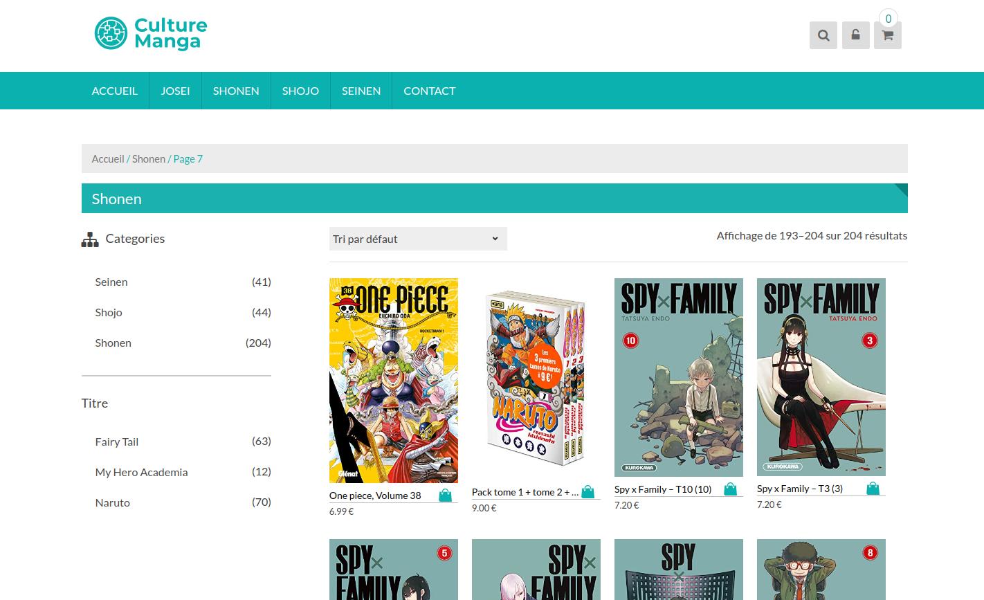 Développement d’un site e-commerce sur les mangas